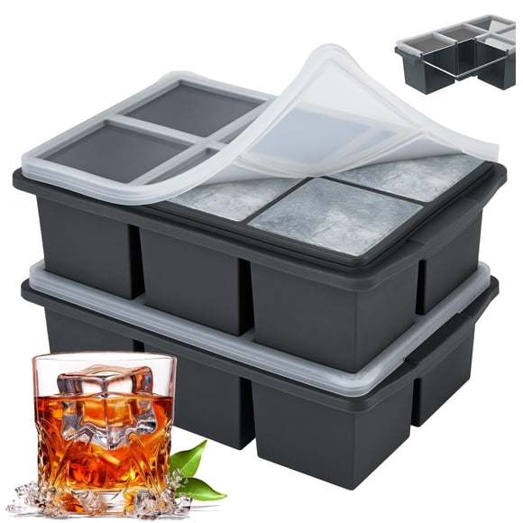 Bandeja para cubos de hielo Xomoo de silicona con marco de acero, 5 cm, 12 piezas