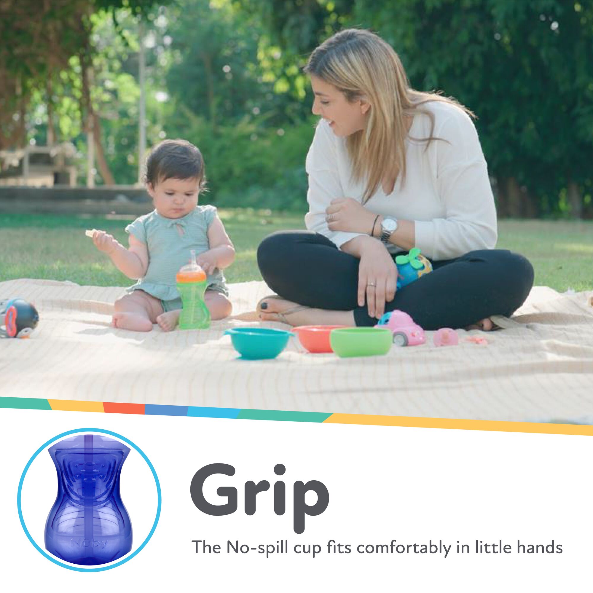 Nuby Easy Grip Soft Straw Sippy Cup, 10oz, 3-Pack photo 3