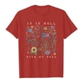 thumbnail image 2 of Casual Tops for Women Short Sleeve Crew Neck Graphic Print Comfort Style Petite Tops for Women,Red,XL, 2 of 4
