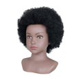 thumbnail image 1 of Cabeza de maniquí Yinane con cabello soporte para práctica de peinado piel oscura, 1 of 8