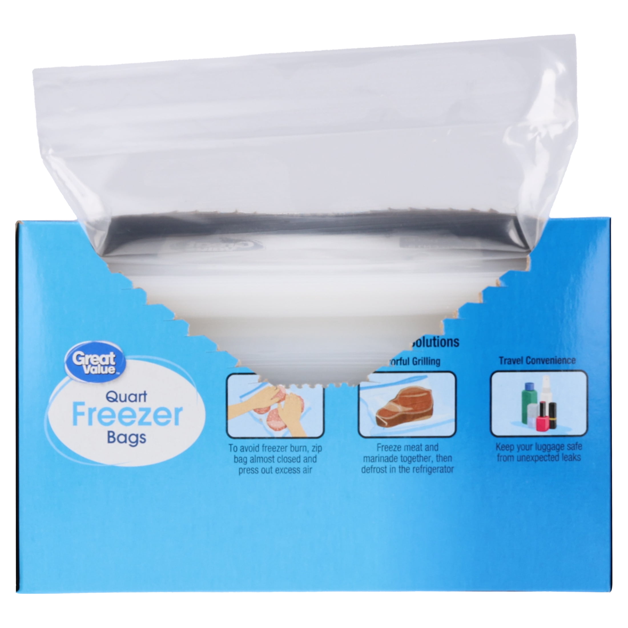 Great Value Quart Freezer Bags with Double Zipper, 150 Count