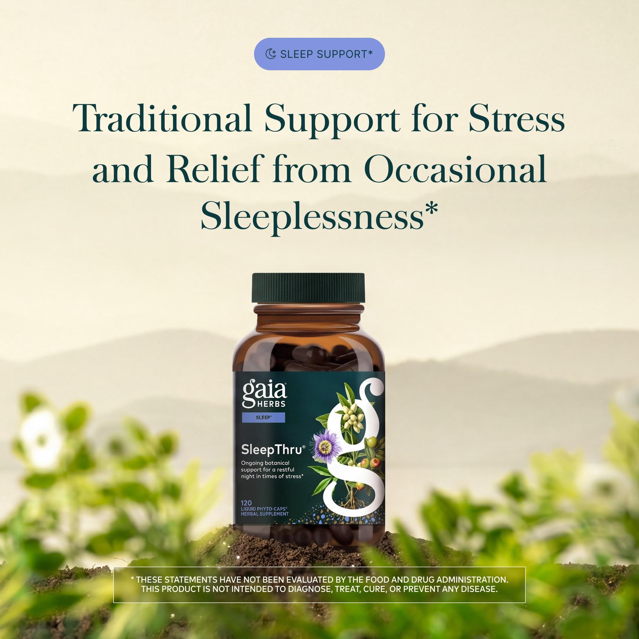 Gaia Herbs SleepThru - Sleep Support Supplement with Ashwagandha Root, Magnolia Bark, Passionflower & Jujube Date* - 120 Vegan Liquid Phyto-Caps (60 Servings)