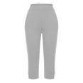 thumbnail image 6 of DHFJKG Women's Capri Yoga Pants With Pockets Side Slits Elastic Waist Solid Color Mid Rise Wide Leg Workout Crop Pants For Exercise Soft Trousers, 6 of 6