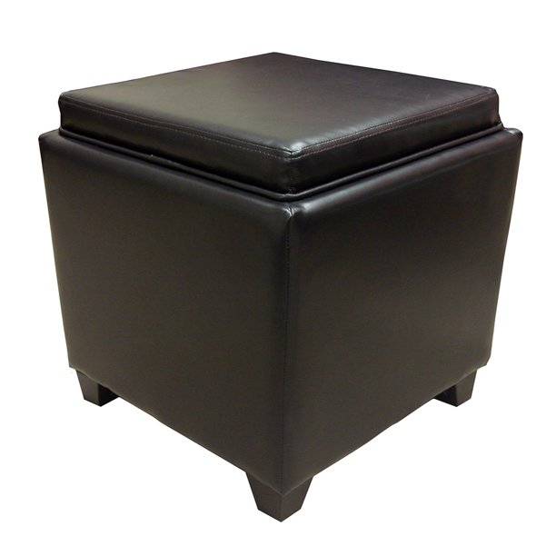 Contemporary Storage Ottoman with Tray, Multiple Colors