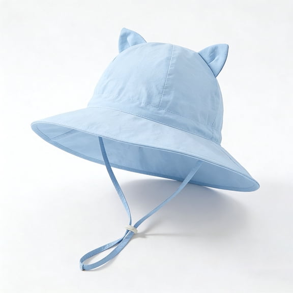 CHUMUD Kids Sun Hat, Toddler Wide Brim Bucket Hat with Cat Ears, Adjustable Chin Strap, UPF Protection 1-8 Years