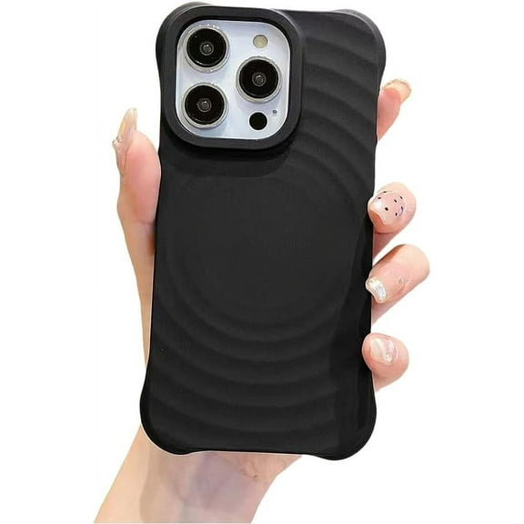 Designed for iPhone Case,Water Ripple Pattern Borderless Thin Matte Shockproof Protective Cover Phone Case (iPhone 11,Black)