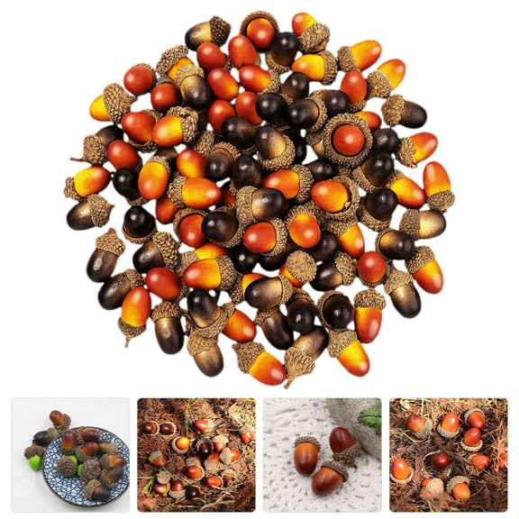Milisten Acorn Shape Decorations Brown Plastic 50Pcs 3x1.6Cm