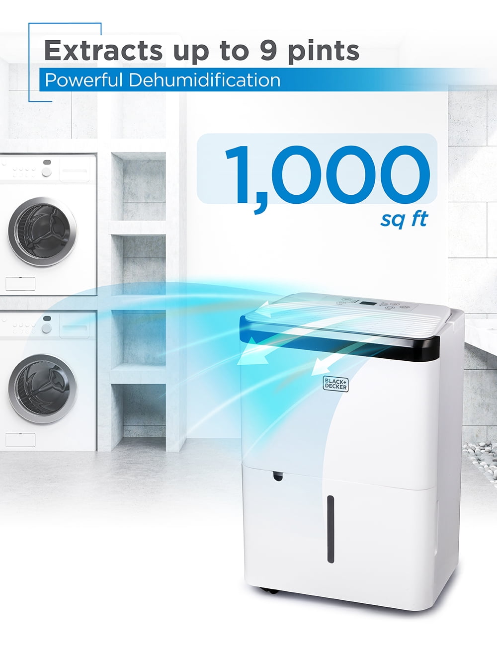 Black + Decker 9 Pint per Day Dehumidifier,BDT08TW