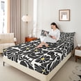 thumbnail image 3 of Homewish Boho Daisy Flower Bed Sheets,Contemporary Aesthetic Full Size Sheets,White Black,4-Piece,1 Flat Sheet, 1 Fitted Sheet and 2 Pillowcases, 3 of 6
