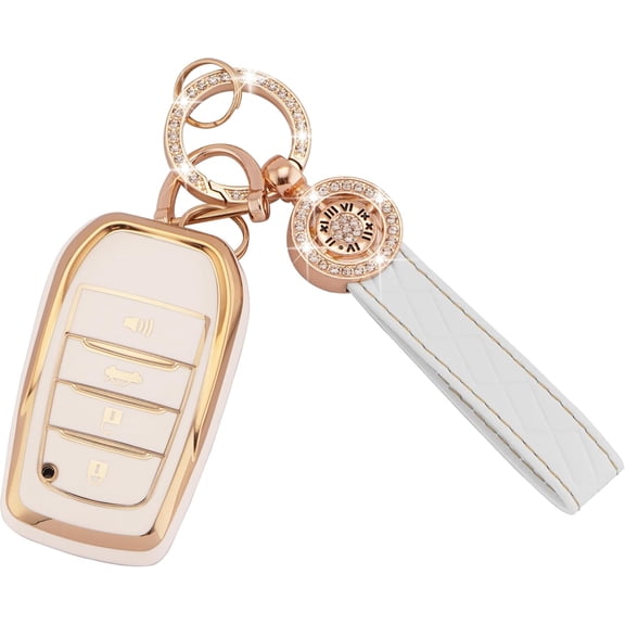 Key Fob Cover Compatible with Fit for Toyota Venza RAV4 Land Cruiser Grand Highlander Corolla Cross Tundra Crown 2019-2024 4 Buttons Soft TPU Keychain Case Holder Protector,A,4 Buttons