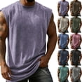 thumbnail image 5 of Tank Tops for Men, Oversized Workout Tank, Vintage Washed Sleeveless Gym Shirt, Athletic Crew Neck Training Vest Green S, 5 of 5