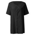 thumbnail image 4 of Riforla Women V Neck Top Shirt Pullover Solid Color Comfortable Shirt Short Sleeve Loose Elegant Shirt Dress Womens Tops Casual Black XXXL, 4 of 5