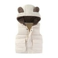 thumbnail image 3 of Girls Puffer Vest Hooded Beige Puffer Vest Zipper Lightweight Sleeveless Bear Ears Windproof down Jacket Winter Clothes 4-5 Years, 3 of 3