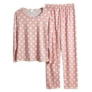 Strawbarry Pajama Set Women Pajama Set Dot Print Long Sleeve Cotton Tops Pants Trouser Sleepwear Women's Vintage Thermal Long Sleeve Top