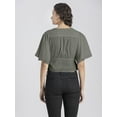 thumbnail image 3 of Moomaya Womens Solid Colors Tops, V Neck, Flutter Sleeves Casual Top, 3 of 8