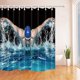thumbnail image 1 of Cortina de Baño de poliéster ABPHQTO Decoración Deportiva Hombre Musculoso con gorra Azul en Piscina 160x180 cm, 1 of 1