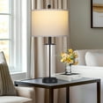 thumbnail image 6 of Cinkeda Industrial Black Table Lamps Set of 2 for Living Room Bedroom 26" Tall Modern Clear Glass 3 Way Dimmable Touch Control Bedside Nightstand Lamp with USB C+A Ports AC Outlet, 6 of 6