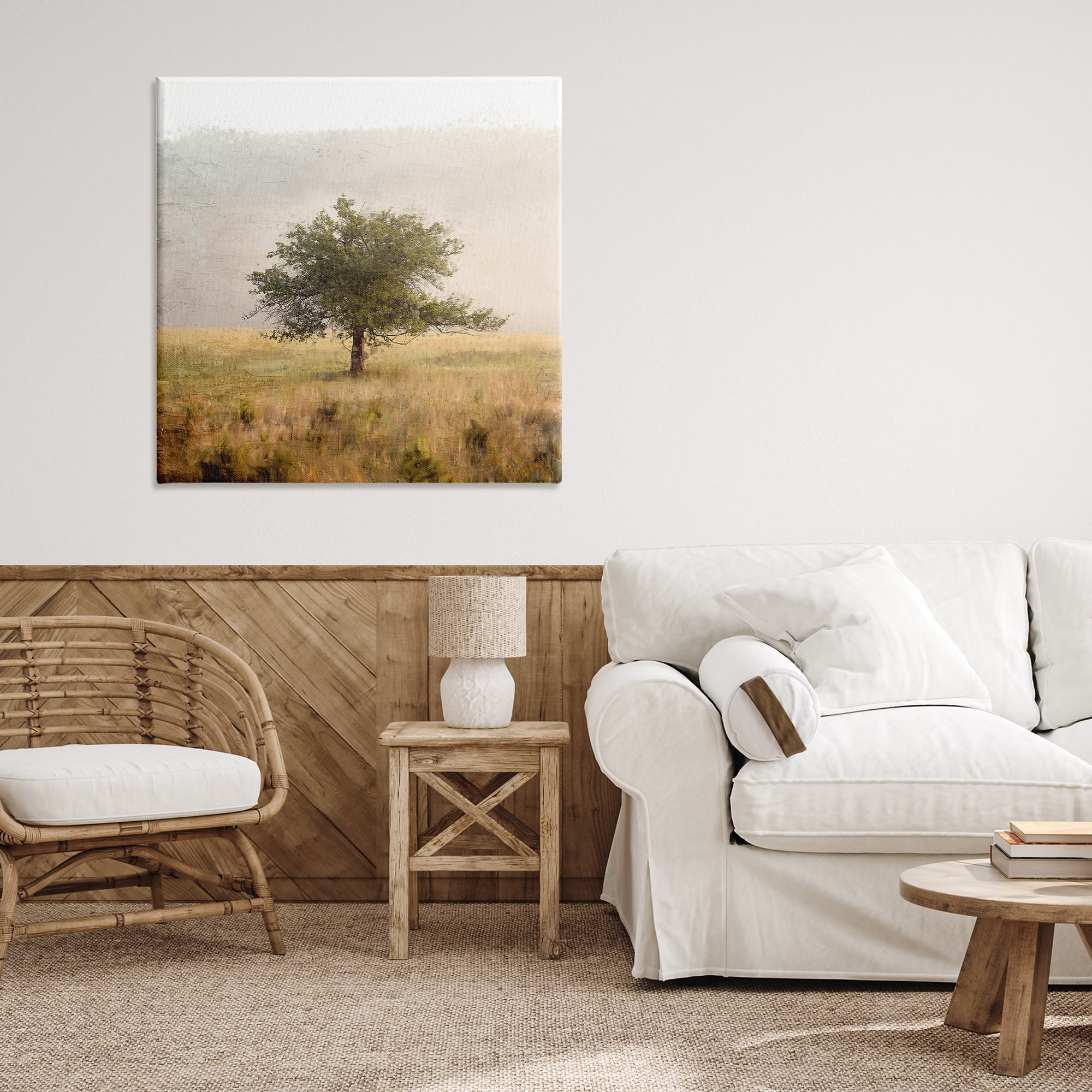 Stupell Industries Tree Alone in Golden Field Canvas Wall Art, design by Anne Bailey