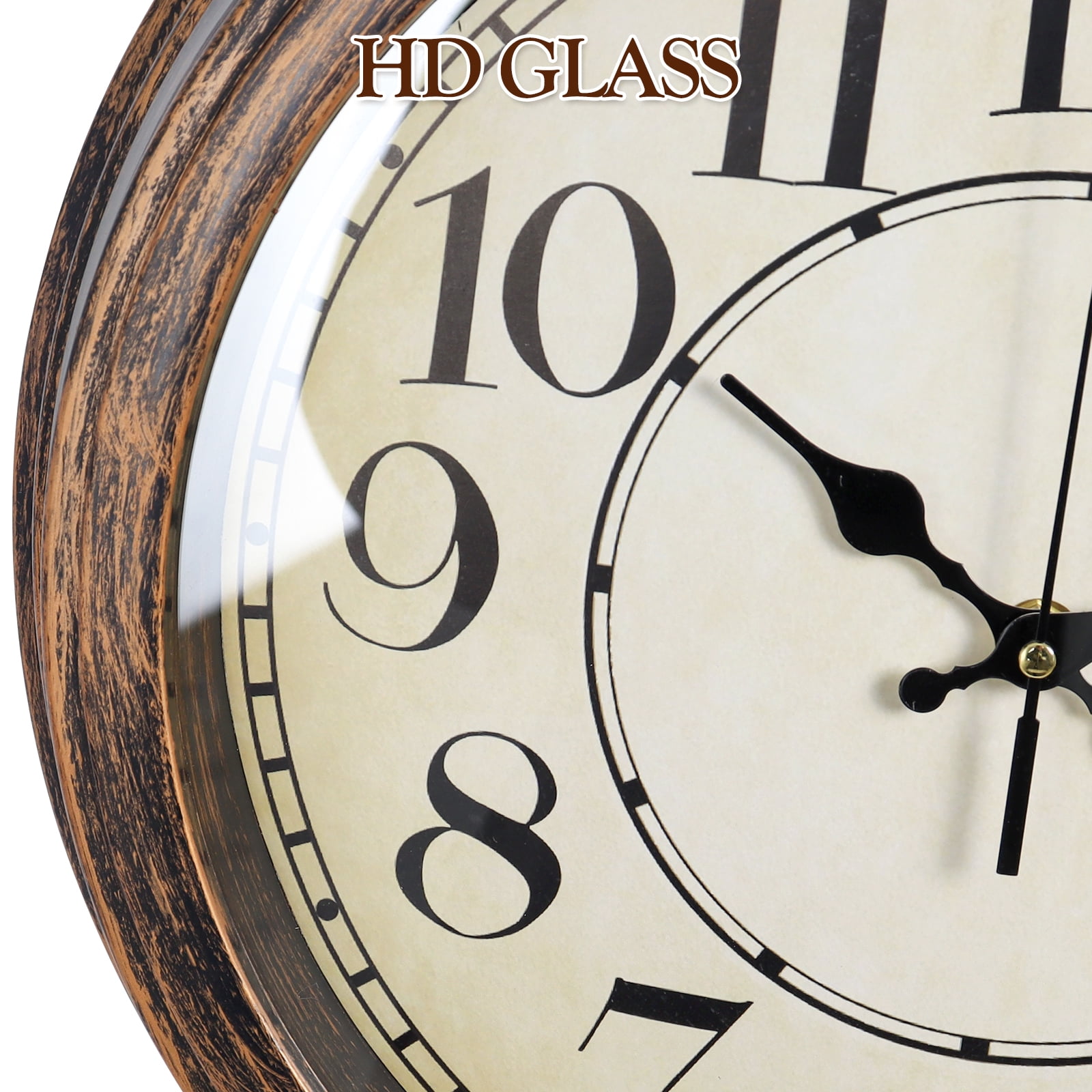 Geevon Retro Silent 14 Inch Wall Clock Non Ticking, Rustic Vintage Clock Quartz Decorative, Battery Operated for Kitchen/Office/Classroom/Bedroom/Living Room Decor