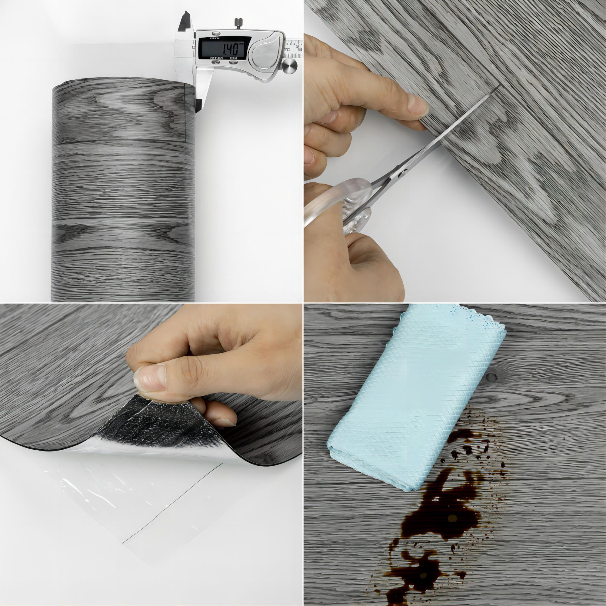 Lxcreat Vinyl Flooring Gray Peel and Stick Roll Thicken Vinyl Floor 118-in x 15.7-in Wood Plank Flooring Self Adhesive Vinyl Wood Grain Floor