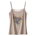 thumbnail image 4 of WEIWEN Spaghetti Strap Tank Top for Women Vest Dressy Casual Colorful Butterfly Heart Print Sleeveless Cami Shirts Womens Tank Tops Khaki, M, 4 of 4