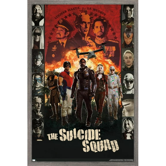 Trends International Suicide Squad 2 - Battle Group Wall Poster 16.5" x 24.25" x .75" Barnwood Framed Version