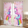 thumbnail image 2 of Homewish Girly Pink Unicorn Black Out Curtains for Kids, Kawaii Stars Rainbow Cloud Curtains Pack of 2 (42x63 Each), Cartoon Animal Bedroom Curtains, Curtains and Drapes Decor, 2 of 6