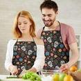 thumbnail image 5 of Black Flower Skull Pattern Apron-Garden Aprons for Women with Pockets-Cotton Linen Waterproof Kitchen Cooking Gardening Aprons Adjustable for Kitchen,Cooking,BBQ and Salon 33x27 Inch, 5 of 7