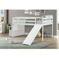 thumbnail image 3 of Twin Low Loft Bed with Slide and Storage Staircases, Solid Wood Loft Bed Frame with Underbed Storage Area and Full-Length Safety Guardrails for Boys Girls Bedroom, No Box Spring Needed, White, 3 of 7