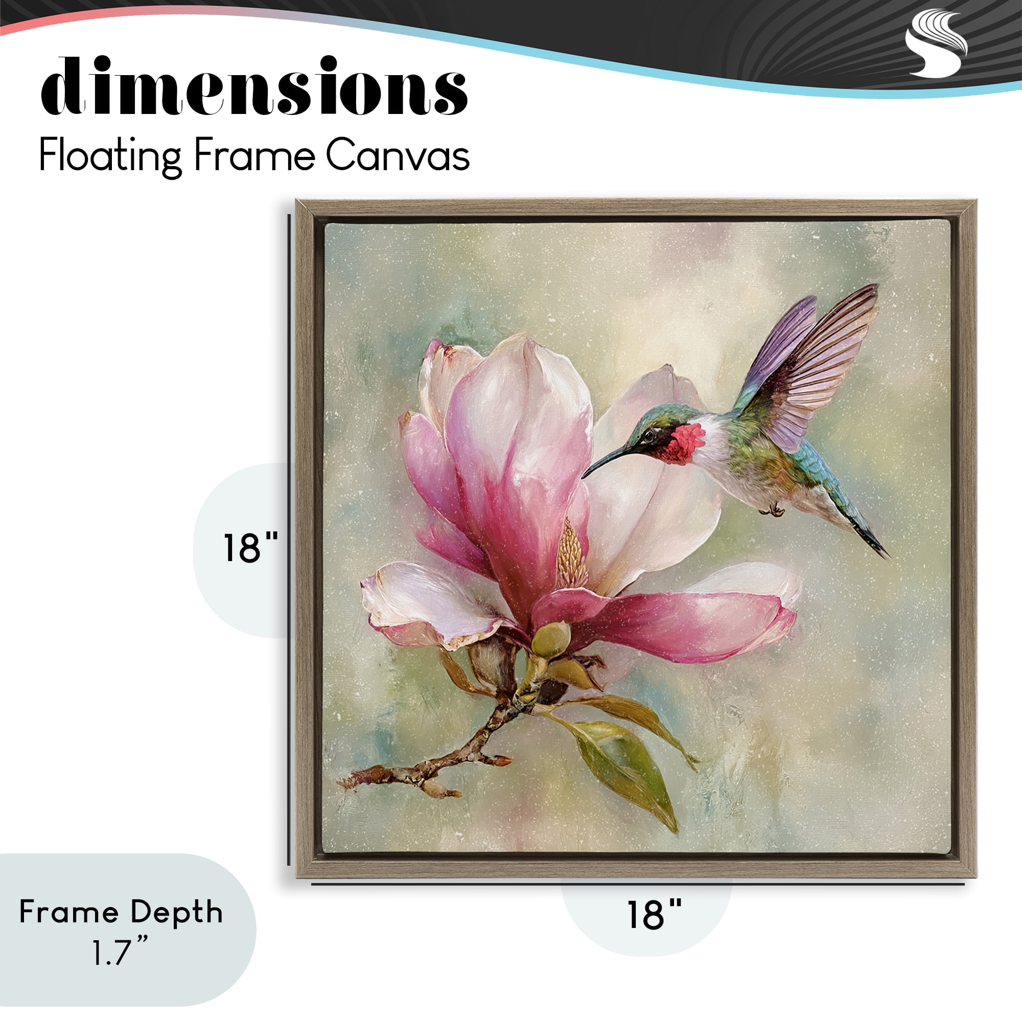 Stupell Industries Magnolia Ruby Hummingbird Brown Framed Floater Canvas Wall Art, design by Tina LeCour