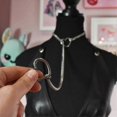 thumbnail image 4 of Heart O ring Slip Chain Necklace for Women Stainless Steel Cuban Chain Heart Necklace Punk Rock Collar Necklace Handmade Adjustable Lariat Y Necklace, 4 of 5