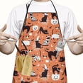 thumbnail image 2 of Halloween Cat Pattern Apron-Garden Aprons for Women with Pockets-Cotton Linen Waterproof Kitchen Cooking Gardening Aprons Adjustable for Kitchen,Cooking,BBQ and Salon 33"x27", 2 of 7