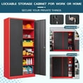 thumbnail image 7 of MIIIKO Metal Storage Cabinet with Locking Doors, Black Red Garage Lockable Steel Cabinets with 4 Doors and 5 Shelves for Home, Garage, Pantry Workshop Warehouse, 7 of 7