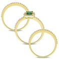 thumbnail image 4 of Everly Women's Created Sapphire Created Emerald Yellow Gold Plated Bridal Set, 4 of 8