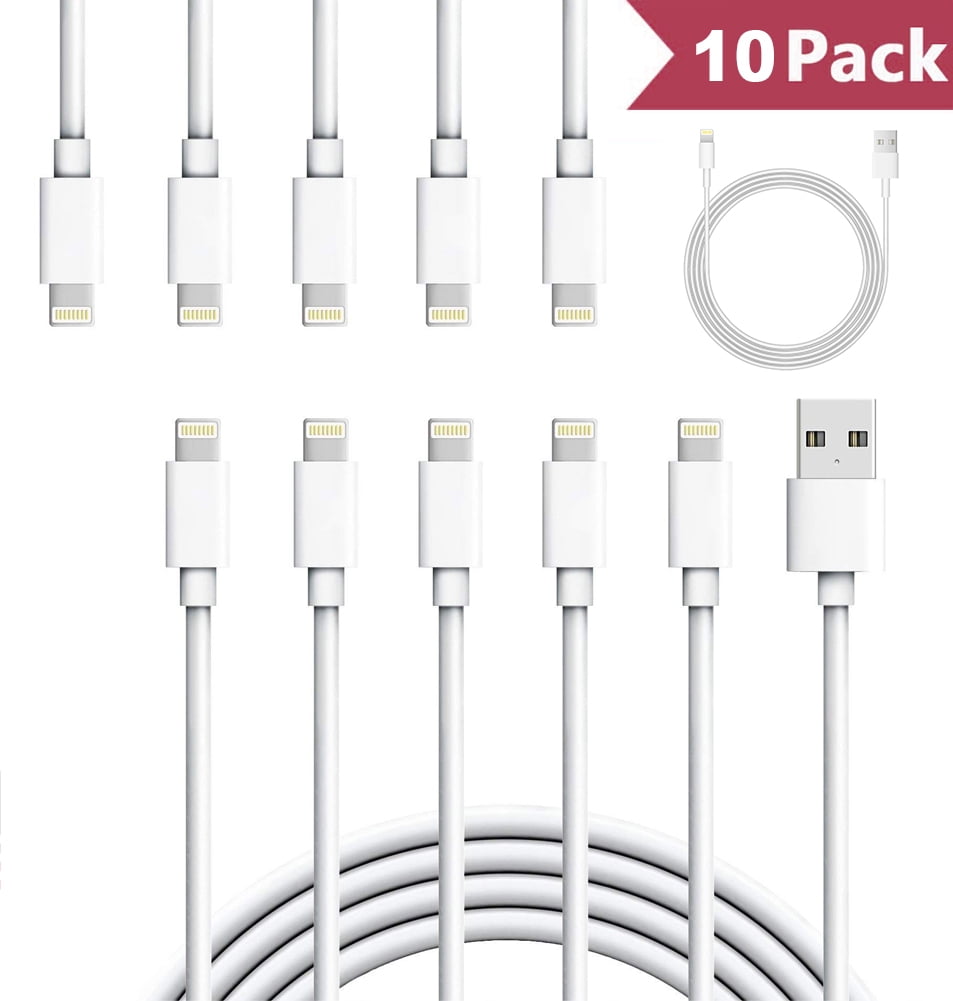 10 Pack USB Data Charger Cables Cords for iphone,6ft Lightning Cable