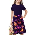 thumbnail image 1 of Ventes Aujourd'hui Liquidation Iumwxz Robes Plissées Confortables Extensibles à Ligne A Robe Col Rond Imprimé Tendance Manches Courtes pour Enfants Robe Habillée pour Mariage Fête 4-14 Ans, 1 of 7