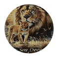 thumbnail image 4 of WYYP Lion, Cub, Poem Lion, Cub, Poem Round Tablecloth 100% Polyester Fiber Table Cloth White, 4 of 8