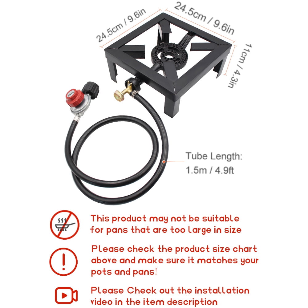 TOMSHOO Gas Stove, 8KW Gas Boiling Ring Cast Iron Burner Portable Fire  Control Stove Outdoor Cooking Camping Stov - Walmart.com