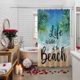 thumbnail image 2 of Palm Leaf Shower Curtains for Bathroom, Life Is Better at The Beach Green Leaf Washable Fabric Shower Curtain with Hooks Waterproof Bathroom Decor Sets, 72 x 72 Inches, 2 of 9