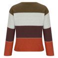 thumbnail image 5 of Htigea Womens Plus Size Sweaters Knit Long Sleeve Crewneck Tops Color Block Pullover Jumper Brown 4XL, 5 of 6