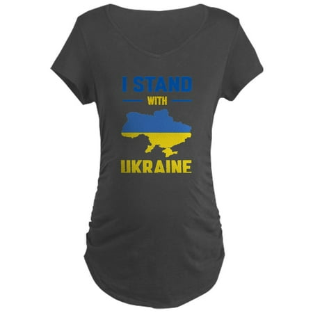 

CafePress - Stand With Ukraine Map Support P Maternity T Shirt - Maternity Dark T-Shirt