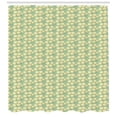 thumbnail image 3 of Abstract Shower Curtain, Oriental Eastern Pattern of Waves and Spirals in Random Order, Fabric Bathroom Set with Hooks, 69W X 84L Inches Extra Long, Turquoise Yellow and Cream, by Ambesonne, 3 of 3
