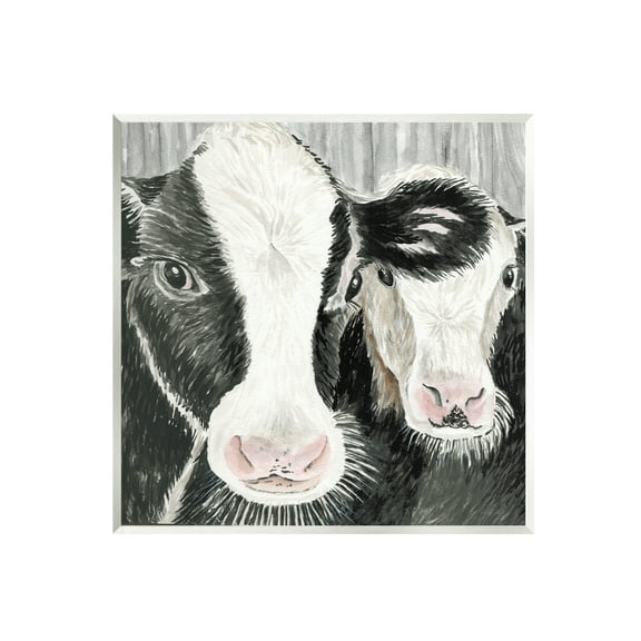 Stupell Two Farm Cows Country Portrait Animals & Insects Painting Wall Plaque Unframed Art Print Wall Art