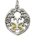 thumbnail image 1 of Sterling Silver 30" 1mm Yellow Butterfly Filigree Flowers Leafs Circular Pendant Necklace, 1 of 2