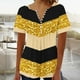 thumbnail image 2 of Tops de Algodón para las Mujeres Impreso en V-Cuello Botón Arriba Manga Corta Superior, Imitación Algodón Casual Blusa, 2 of 3