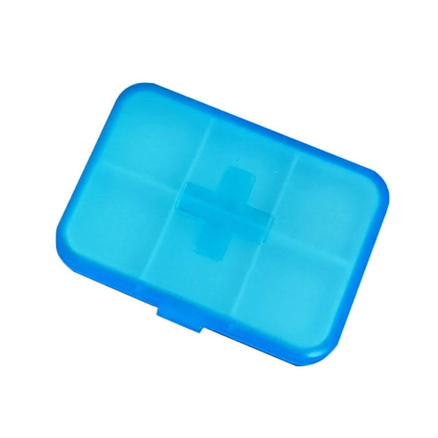 Pastillero de viaje especial con cuatro compartimentos en forma de cruz/pastillero pequeño portátil de cuatro compartimentos, mini pastillero, pastillero