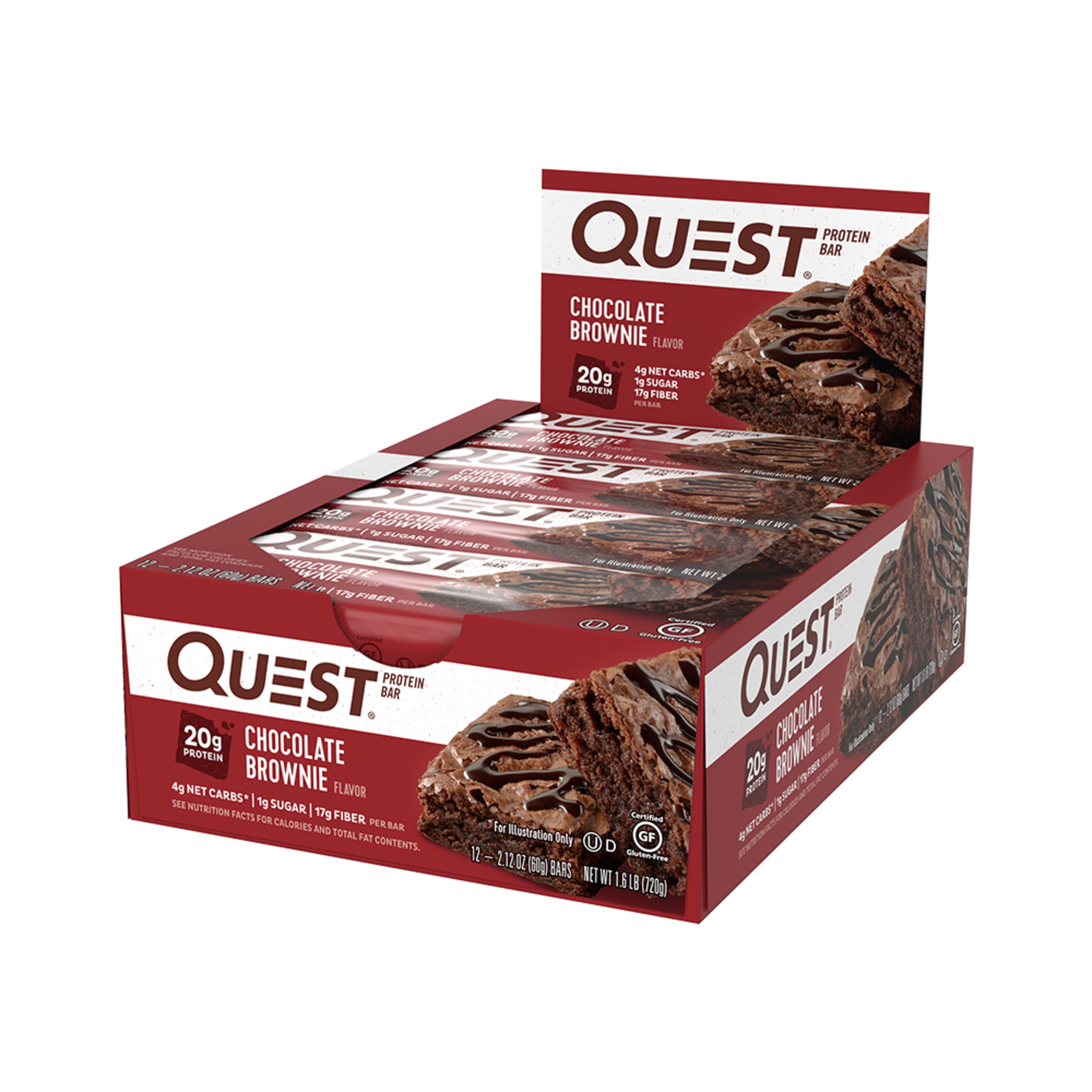 Quest Nutrition Chocolate Brownie Protein Bar, High Protein, Low Carb, Gluten Free, Keto