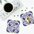 thumbnail image 4 of Rateoe Blue And White Porcelain Pattern Drawing Drink Coasters Set of 4 Leather Coasters Spill Protection for Table Desk,Durable and Non Slip Leather Coaster ,4 Inches Drink Mats-Square, 4 of 6