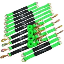 Trekassy 8 Pack Axle Straps 4 Pack Car Trailer Hauler Ratchet Tie Down Straps for Car, Truck, UTV with Snap Hooks Green 10000 lb