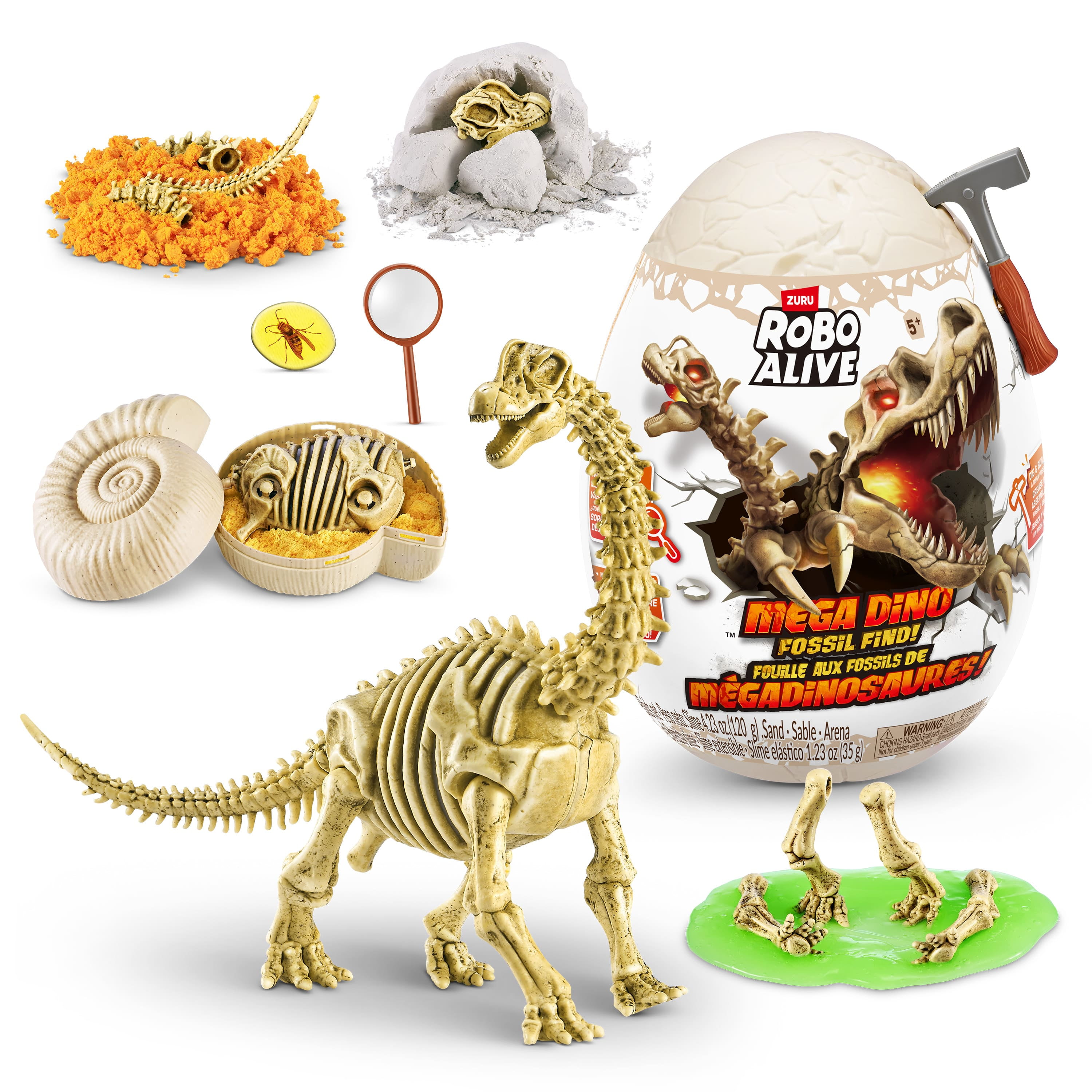 Robo Alive Mega-Dino Fossil Find by ZURU Boys 4-8 Dig and Discover - T-rex and Brontosaurs - STEM -Excavate Prehistoric Fossils, Educational Toys, Great Science Kit Gift for Girls and Boys